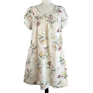 Royal Creations Womens Neutral Color Floral Hawaiian Dress Size L Cotton Pocket